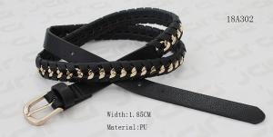 China 2cm Width Gold Metal Chain Belt , PU Womens Woven Belt With Gold Buckle on sale