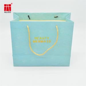 Wholesale Custom Design Ribbon Handle Blue Jewelry Cosmetic Gift Clothing Shopping Packaging Bag from china suppliers