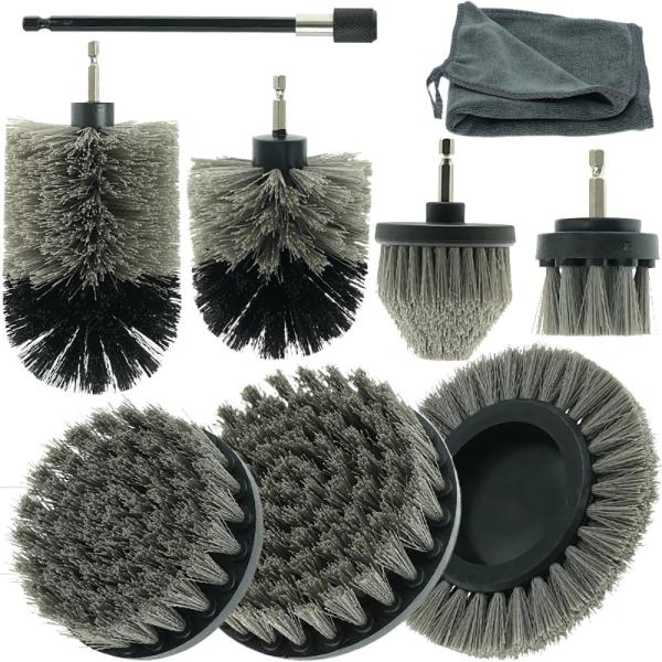 Grey Drill Brush Extension Scrubber Cordless 9PC Custom