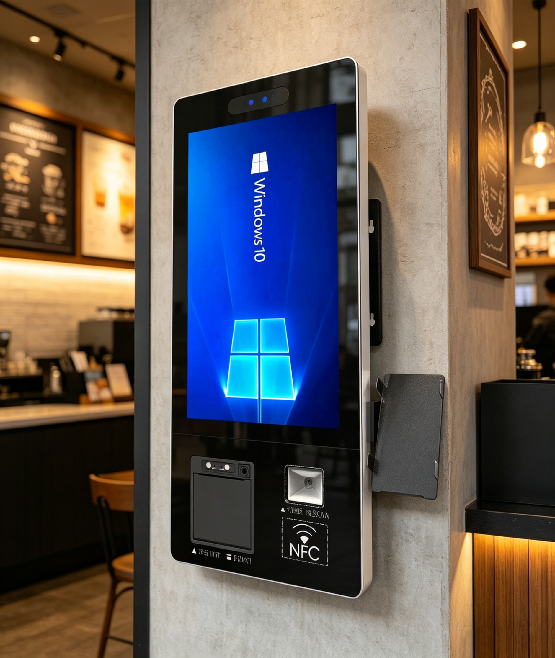 Payment Terminal with Auto-Cutter Printer and High-Speed Scanner, All-in-One Checkout Machine for Pharmacy/Grocery