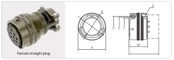Female Aviation Plug Connector 4 Pin Jack Circular Connector with Aluminum Alloy Shell 1500V Withstand Voltage -55℃~+125℃ Working Temperature