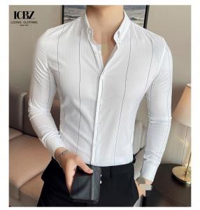 China Nonwoven Office Full Sleeve Slim Fit Classic Men Shirt with Casual Style 100% Cotton on sale