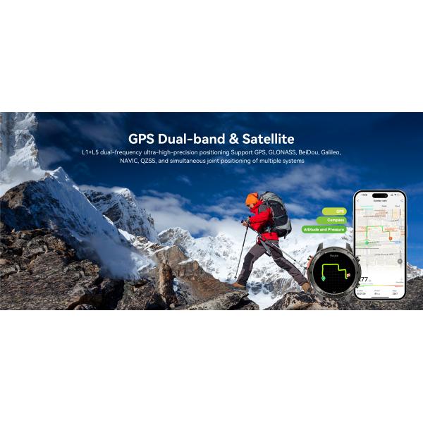 DM56 Smart Watch 1.43 Inch AMOLED GPS Barometer Compass 5ATM Waterproof