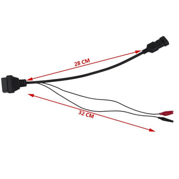 12V Voltage Fiat OBD Cable Custom Length 3 Pin Diagnostic Connector Cable