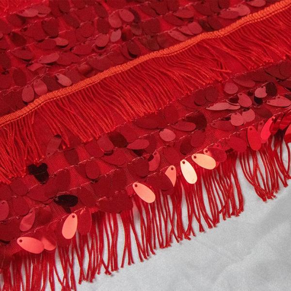 New Style Wholesale Iridescent Large Tassel Lace Geometric Shiny Sequins Embroidery Fabrics For Garment Upholstery Fabric