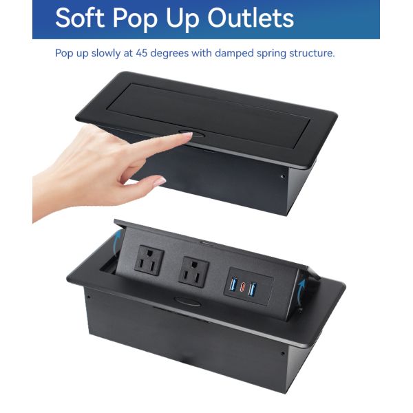 Rectractable Tabletop Pop Up Floor Outlet Desk Socket Box UL Certified