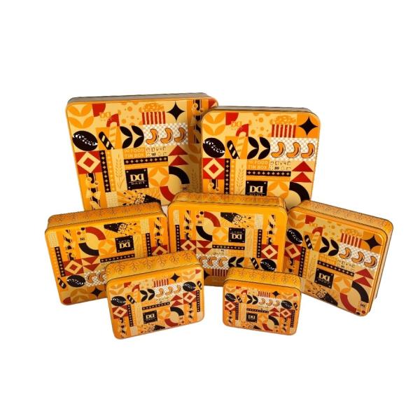 DADI Square Metal Fancy Biscuit Tin Box For Chocolate Candy Packaging 5 Pack Tin Can