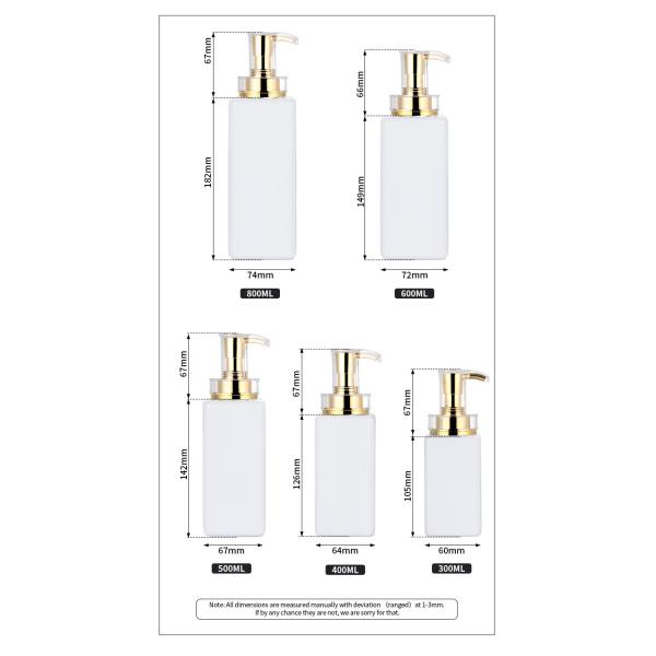Biodegradable 300ml 400ml 500ml Square Airless Luxury Cosmetic Empty Packaging Plastic Shampoo Bottle