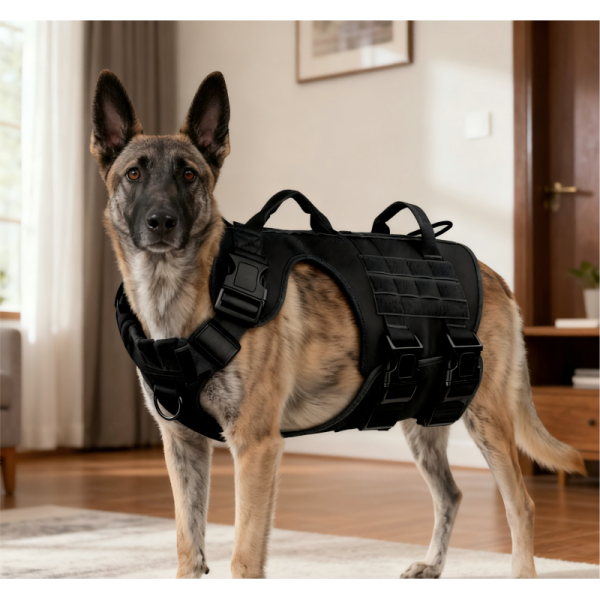 Large Dogs Tactical Dog Harness Solid Pattern 100% Nylon Adjustable Quick Release Breathable