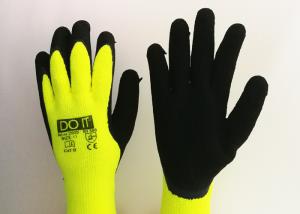 China Fluorescent Yellow Latex Palm Coated Gloves , Rubber Coated Gloves Knit Wrist Type on sale