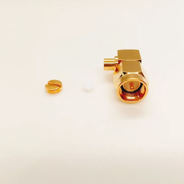 Gold Plated Brass SMA RF Connector with DC-6GHz Frequency Range and Right Angle Welded Design for RG405/086 Cable