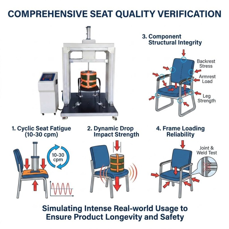 Office Chair Seat Drop Impact Fatigue Tester Cyclic Pounding Durability Testing Machine Comply With BIFMA EN Standard