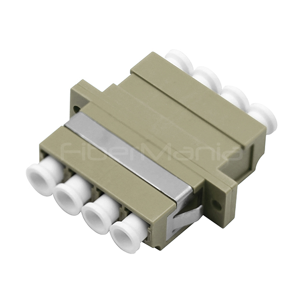 Beige Multimode Quad Fiber Optic Adapters LC To LC Fiber Coupler
