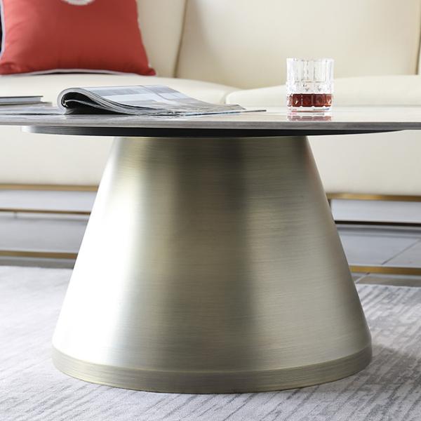 Microcrystalline Round Rock Coffee Table 30kgs With Carbon Steel Base