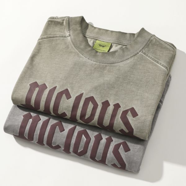 300g 100% Cotton Knitted Oversized Solid Vintage Breathable Letter Printed Washed T-shirt OEM Short Sleeved ODM