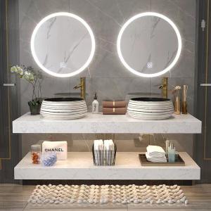 Wholesale Rectangle Double Sink Waterproof Bathroom Vanity With Smart Lighted Led Mirror from china suppliers