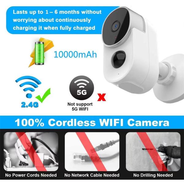 Unistone 2MP 10000mAh Battery Solar Powered Camera Supported Google Home / Alexa(US-BC204GA) Product model:CA0150 Comm