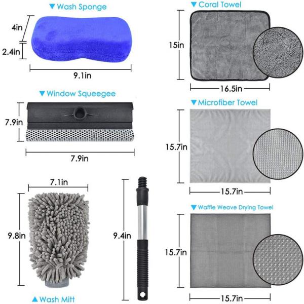 Auto Detailing Brushes Auto Washing Microfiber Cloth Soft Bristle Detailing Brush Set 7PCS