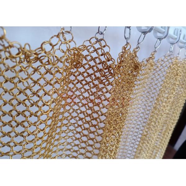 12mm Custom Metal Mesh Chain Mail Curtains Stainless Steel Gold Color