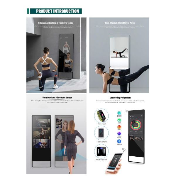 Interactive Full Body Gym Workout Mirror Smart Fitness Wall-Mounted Exercise Tool Healthy Workout Companion