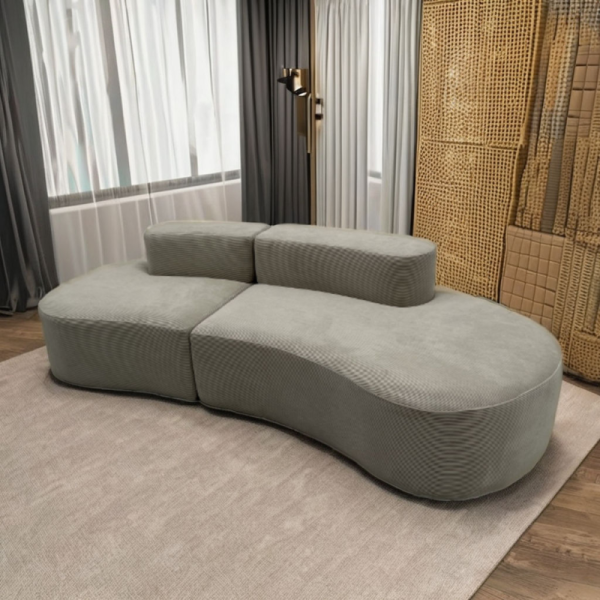 Modern Curved Sectional Modular Sofa Tufted Reclining Design Fabric Sponge Compressed Sofa for Hotel Lobby Living Room Villa