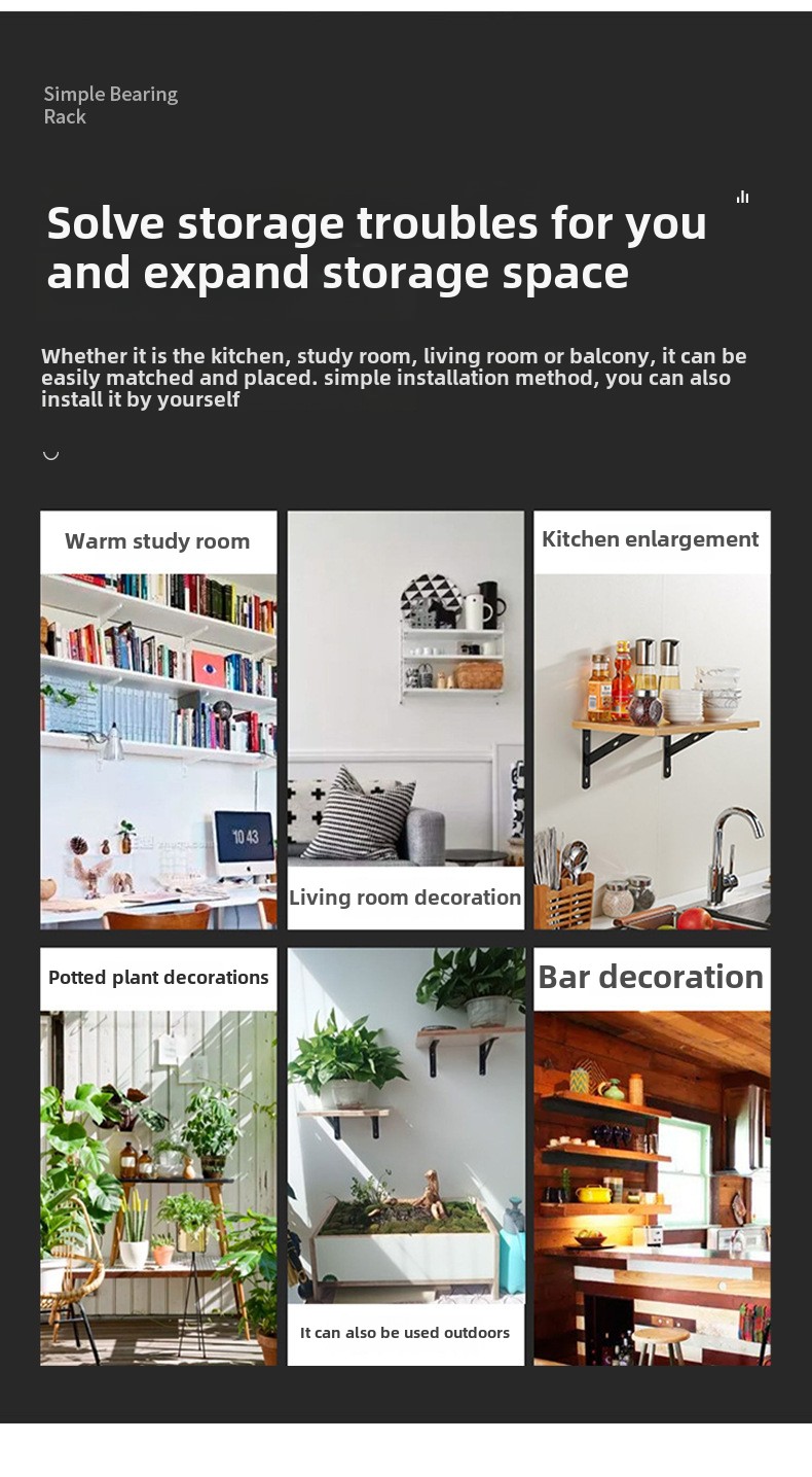 Modern Right-Angle Triangle Bracket for Kitchen Wall Shelf Thickened Tripod Iron Support Frame Panel Fixed Partition Commercial