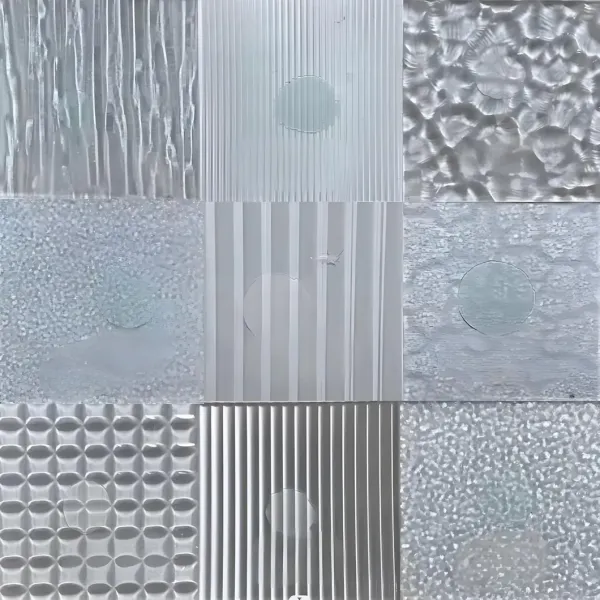 Antique Grid Patterned Tempered Embossed Decorative Glass Interior Wall Partition Panel