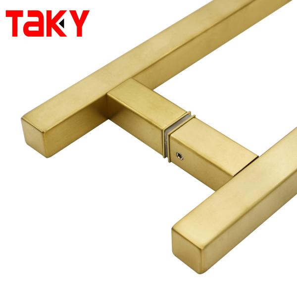 Modern Square Stainless Steel SS304 Glass Door Handle H Type Push Pull Handle for Showers