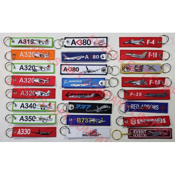 Warplane 125×25mm Embroidered Keychains Merrow Border With Metal Ring