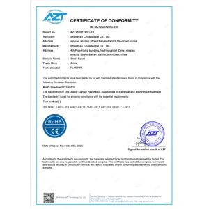 Shenzhen Crida Model Co., Ltd. Certifications
