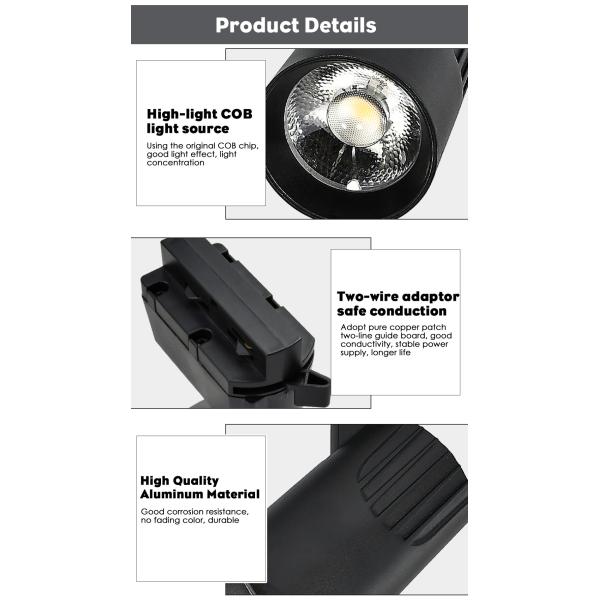 Two Wire Three Wire Cob Track Spotlight For Commercial Supermarket