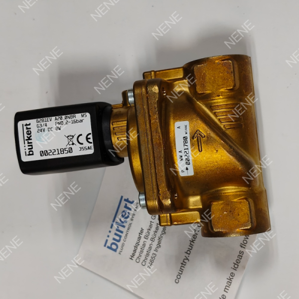 13.0 Flow Orifice Solenoid Valve BURKERT Type 6281 00221873 G1/2 2/2 Normally Closed Brass Body FKM Seal AC220V 8W 0.2-16bar 0~+120°C