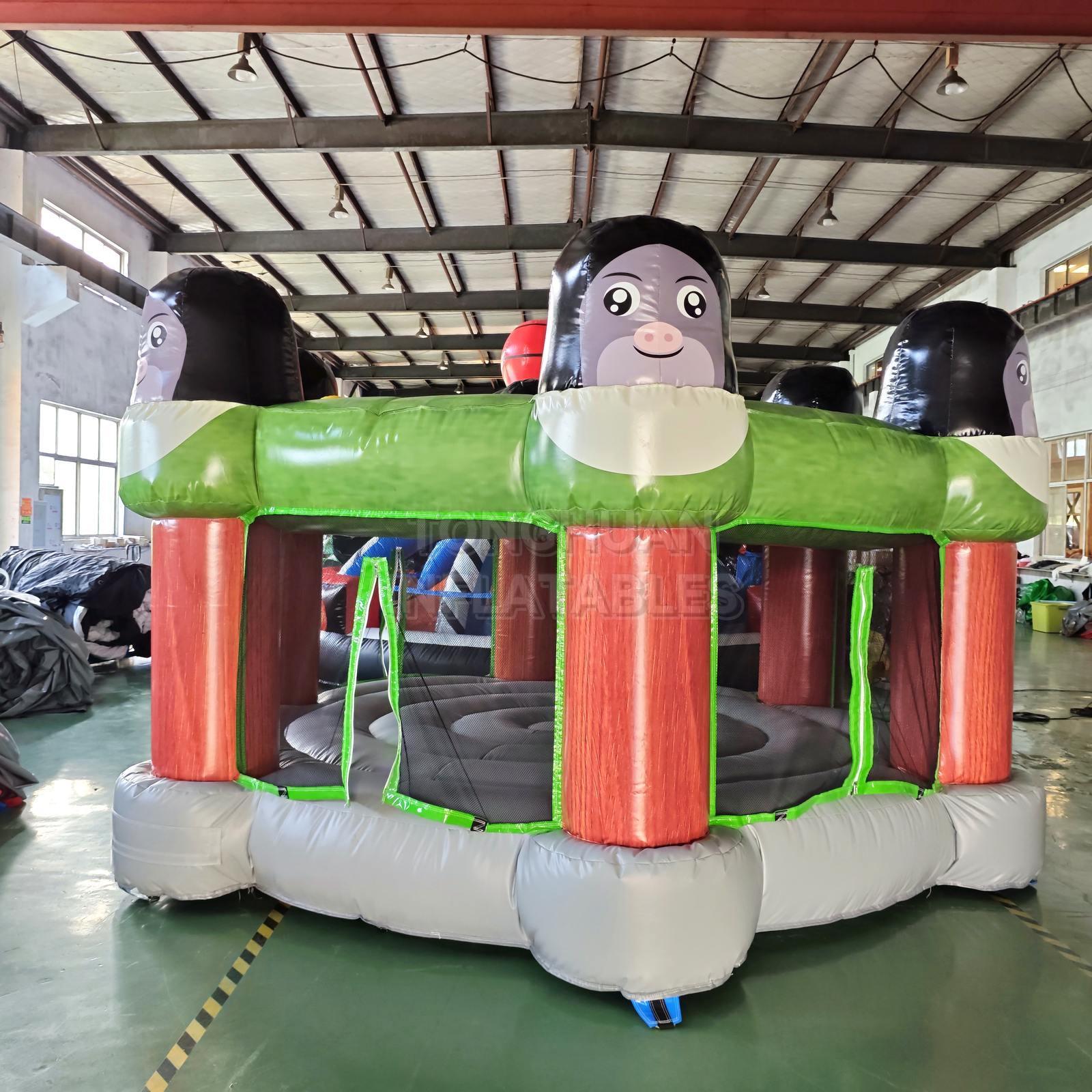 Interactive Inflatable Whack A Mole Game with Multi Player Stations Safety Mesh and Central Play Area for Events Parks and Rentals