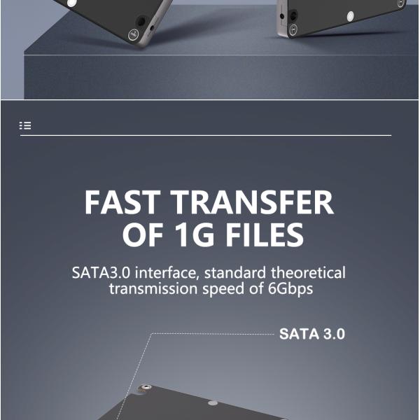 M.2 SSD to 2.5-inch SATA3 Enclosure for NGFF Key-B and mSATA