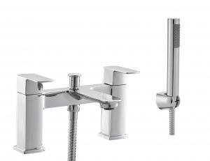 China Luxurious Bath Shower Mixer Tap Chrome Finish With Two Handles on sale