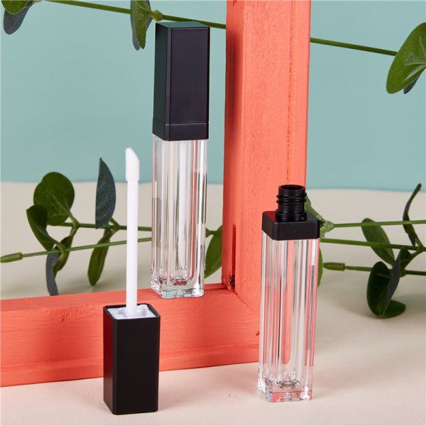 7ml Slim White Black Square Plastic Empty Lip Gloss Tube Cosmetic Container