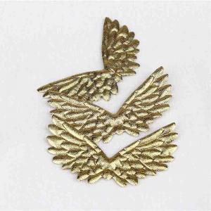China Multi Color Iron On Embroidered Patches Shiny Gold Eagle Wings Craft on sale