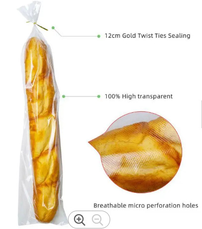 Transparent Micro Perforated Vegetable Plastic Bread Bags Recyclable Polypropylene Food Bag