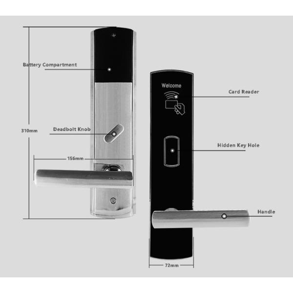 Card Reader Electronic Entry Door Locks , Zinc Alloy Hotel Key Card Lock