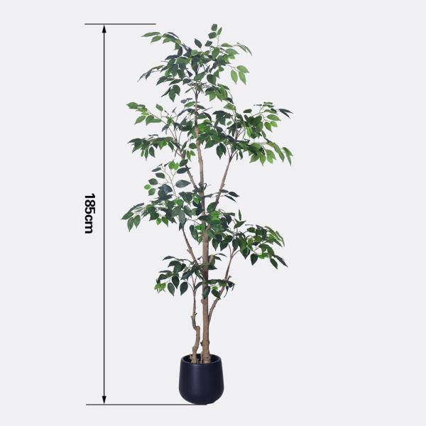 Haihong Manufacturer silk leaves 6 ft artificial ficus tree and Natural Trunk, Faux Ficus Tree with Plastic Pot, Fake Ficus Tree for Office Home