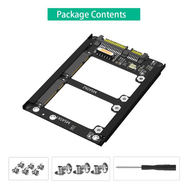Metal Case Dual mSATA SSD To 2.5" SATA3.0 6Gbps Adapter Card With Enclosure Socket mSATA to SATA Adapter Riser mSATA SSD Adapter