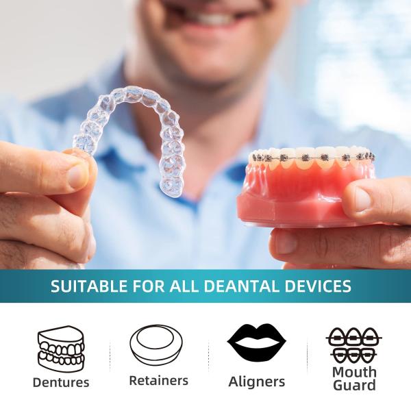 96 Tablets Retainer Cleaner Tablets Invisalign Cleaner Remove Stains 3 Month Nature Supply