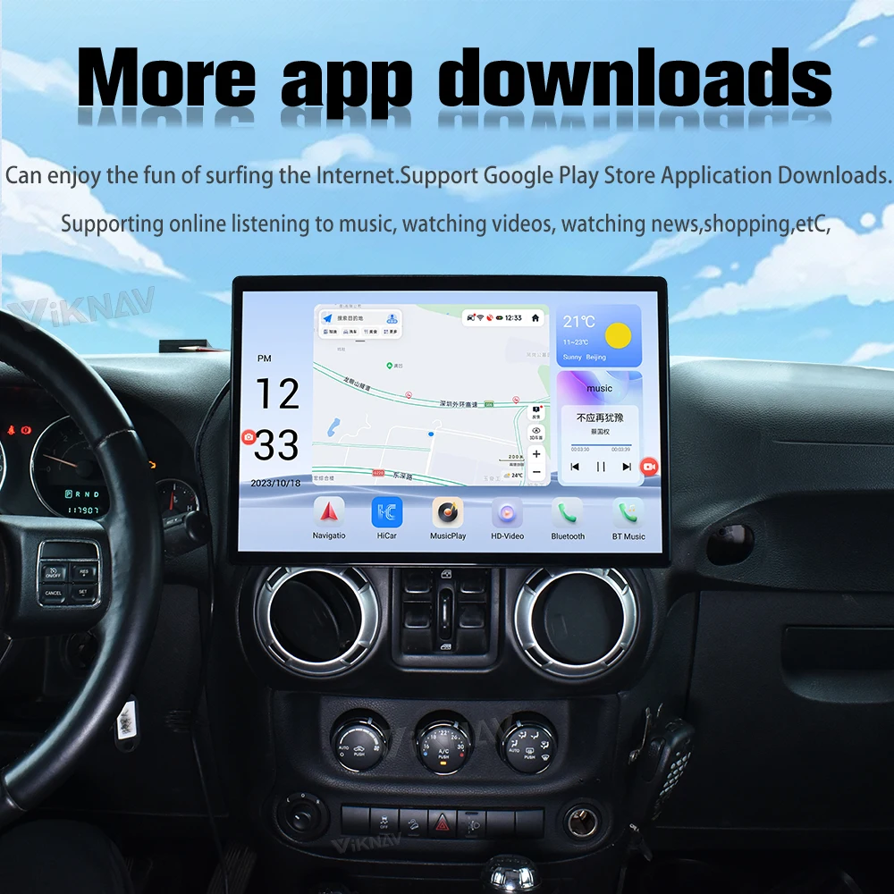 GPS Navigation Wrangler Jeep Radio Upgrade Auto Stereo 2011-2017 Multimedia Player