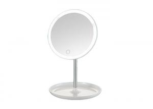 China Portable Lighted Magnifying Makeup Mirror With Cosmetic Tray Battery Powered Desk Lamp on sale