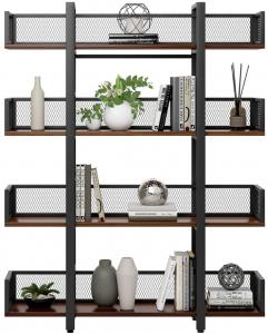 China Solid Wood Black Metal Shelves Four Tier For Book Storage on sale