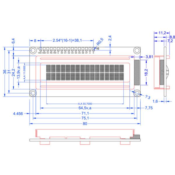 COB 1602 Character LCD Display 16x2 With White Red Orange Character