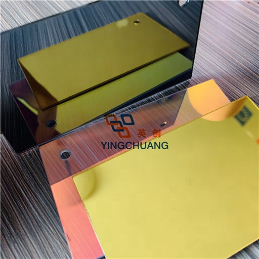 wholesale high reflective 1mm 2mm 3mm gold color pmma material wall acrylic mirror sheet