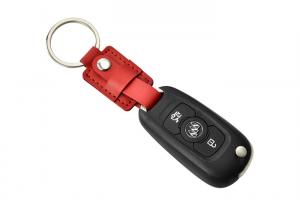 China Zinc Alloy Frame Car Key Ring Holder Braided PU Genuine Leather Key Holder on sale