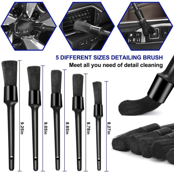 Car Brush With Long Handle 21 Pcs Car Cleaning Tools Kit Buffing Sponge Pads For Wheels Dashboard Interior
