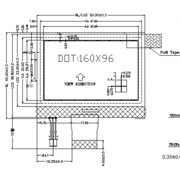 160x96 FSTN Graphic LCD Display Module 6800 8080 Interface With White LED Backlight